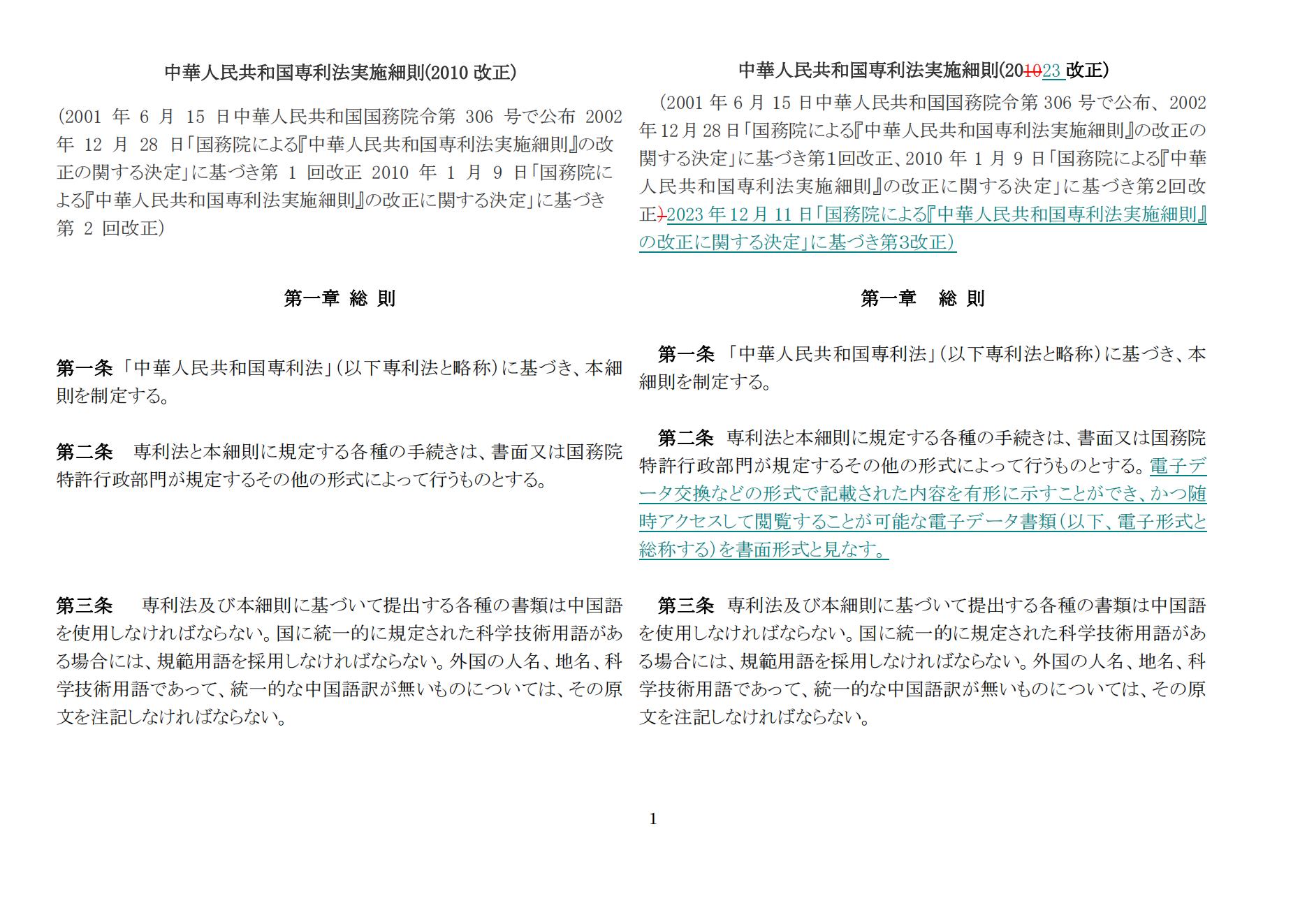 中華人民共和國専利法実施細則（新舊対照表） (2024.1)_00.jpg